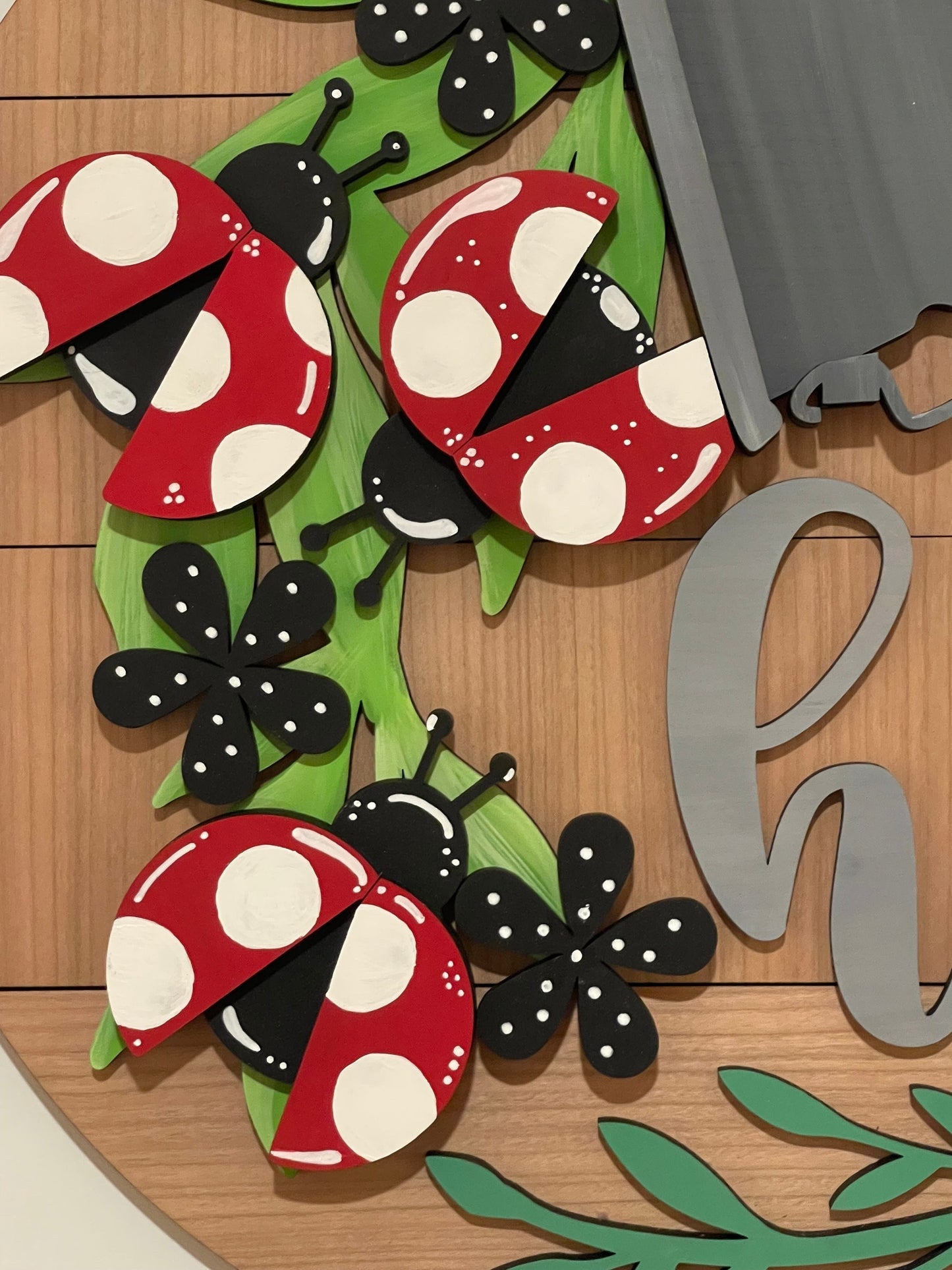 Ladybug Insert for Pail Sign, Interchangeable Lady ug Piece only. Polka Dot Decorated Ladybugs, Spring Decor, No Pail Sign Included