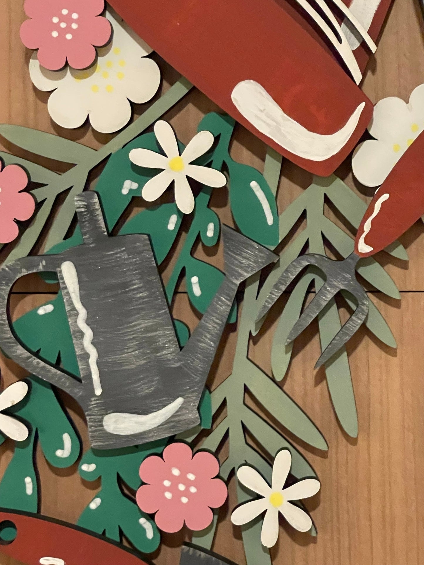 Gardening Tools and Flowers Insert for Pail Sign, Interchangeable Gardening Piece only. Spring Decor, No Pail Sign Included