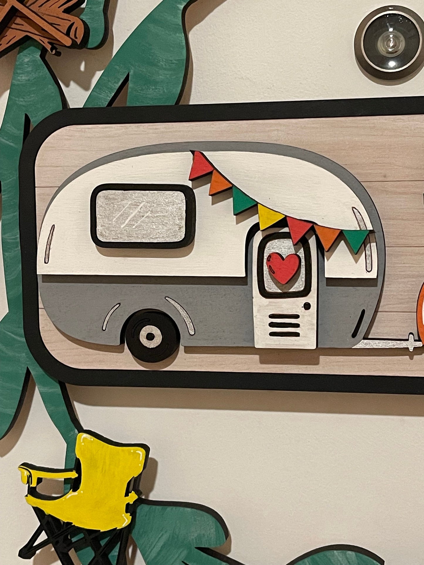 Happy Camper Interchangeable Wreath, Camper Decor, Center Sign and 5 Wreath Ornament Insert Only - NO WREATH, Wreath Sold Seperately