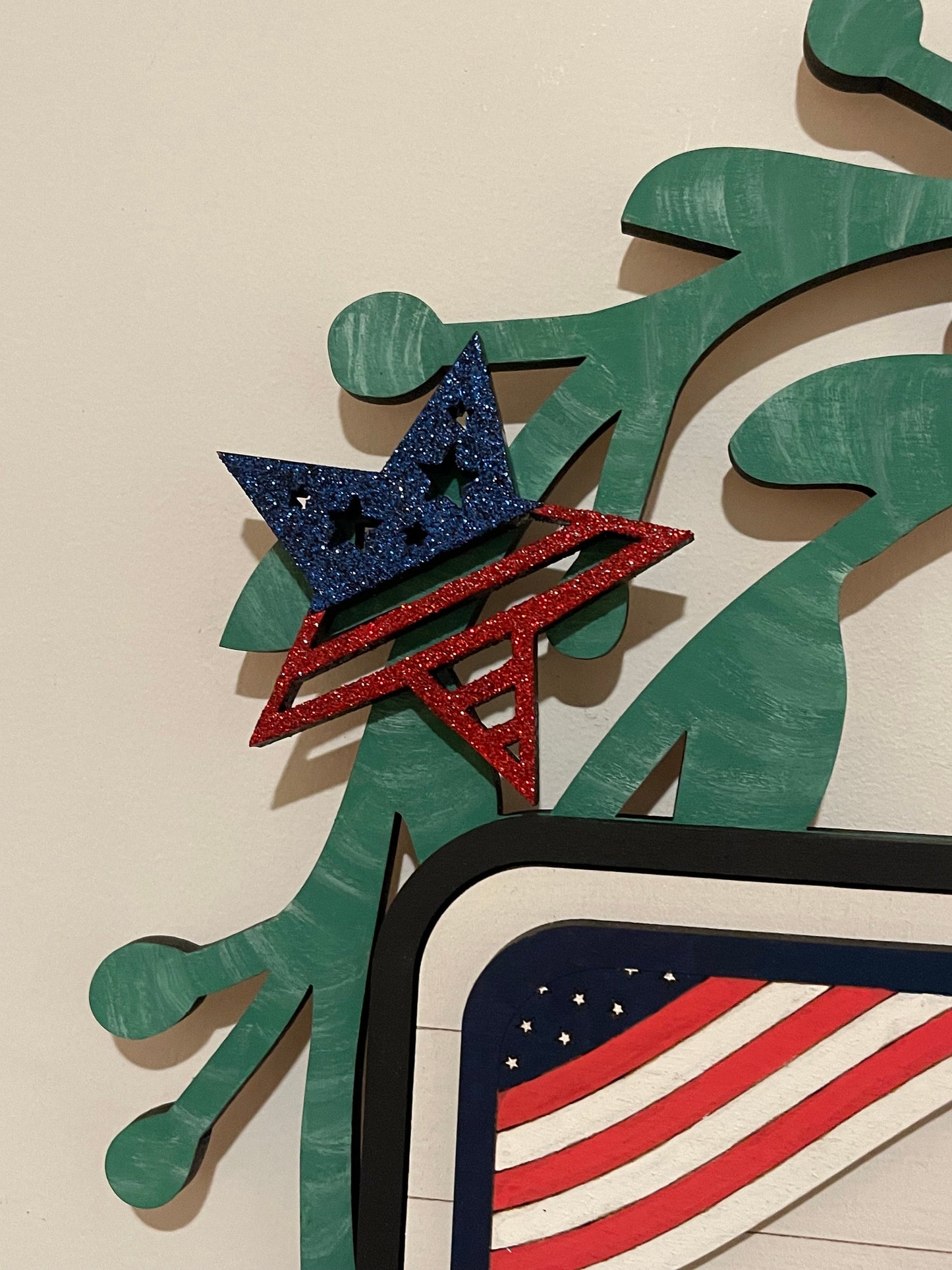 America Interchangeable Wreath, 4th of July Decor, Center Sign and 5 Wreath Ornament Insert Only - NO WREATH, Wreath Sold Seperately