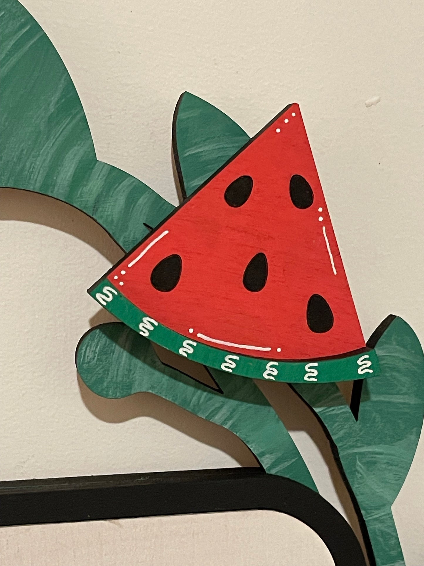 Hello Summer Interchangeable Wreath, Watermelon Decor, Center Sign and 5 Wreath Ornament Insert Only - NO WREATH, Wreath Sold Seperately