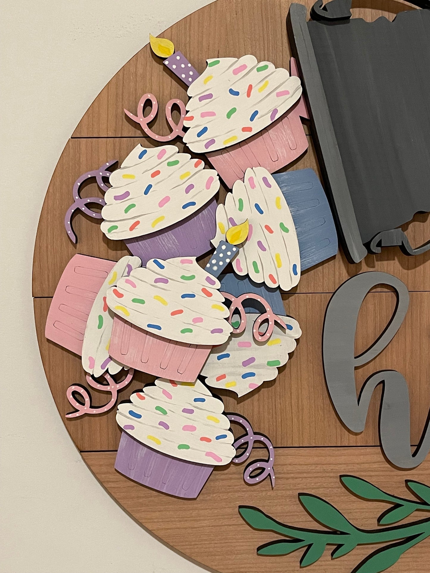 Cupcake and Birthday Insert for Pail Sign, Interchangeable Cupcakes Piece only. Birthday Decor, No Pail Sign Included, Bake Shop Decor