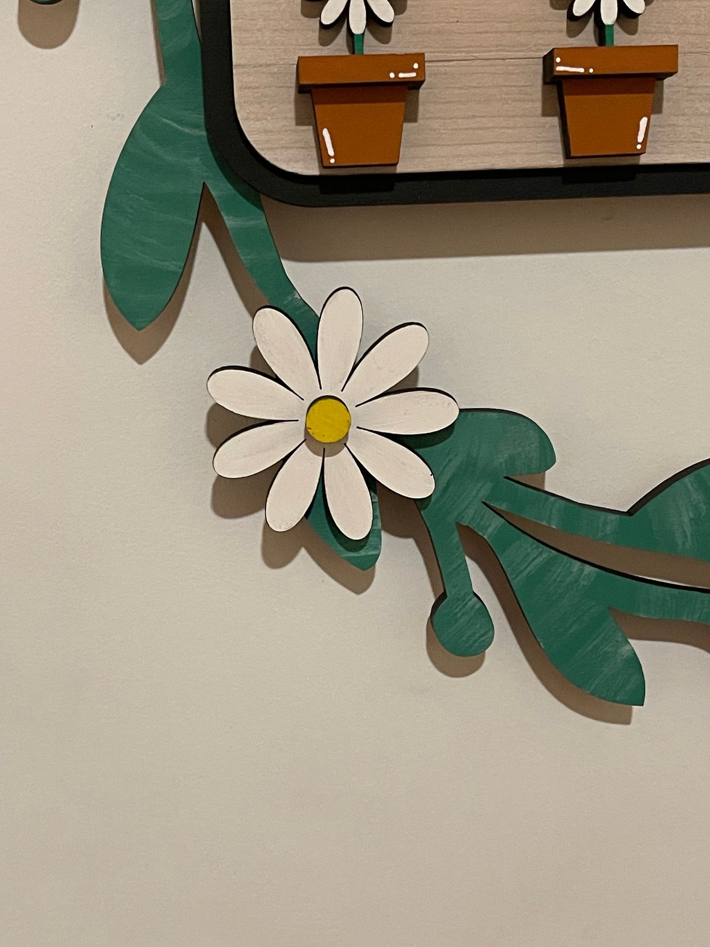 Hello Spring Interchangeable Wreath, Daisy Spring Decor, Center Sign and 5 Wreath Ornament Inserts Only - NO WREATH, Wreath Sold Seperately