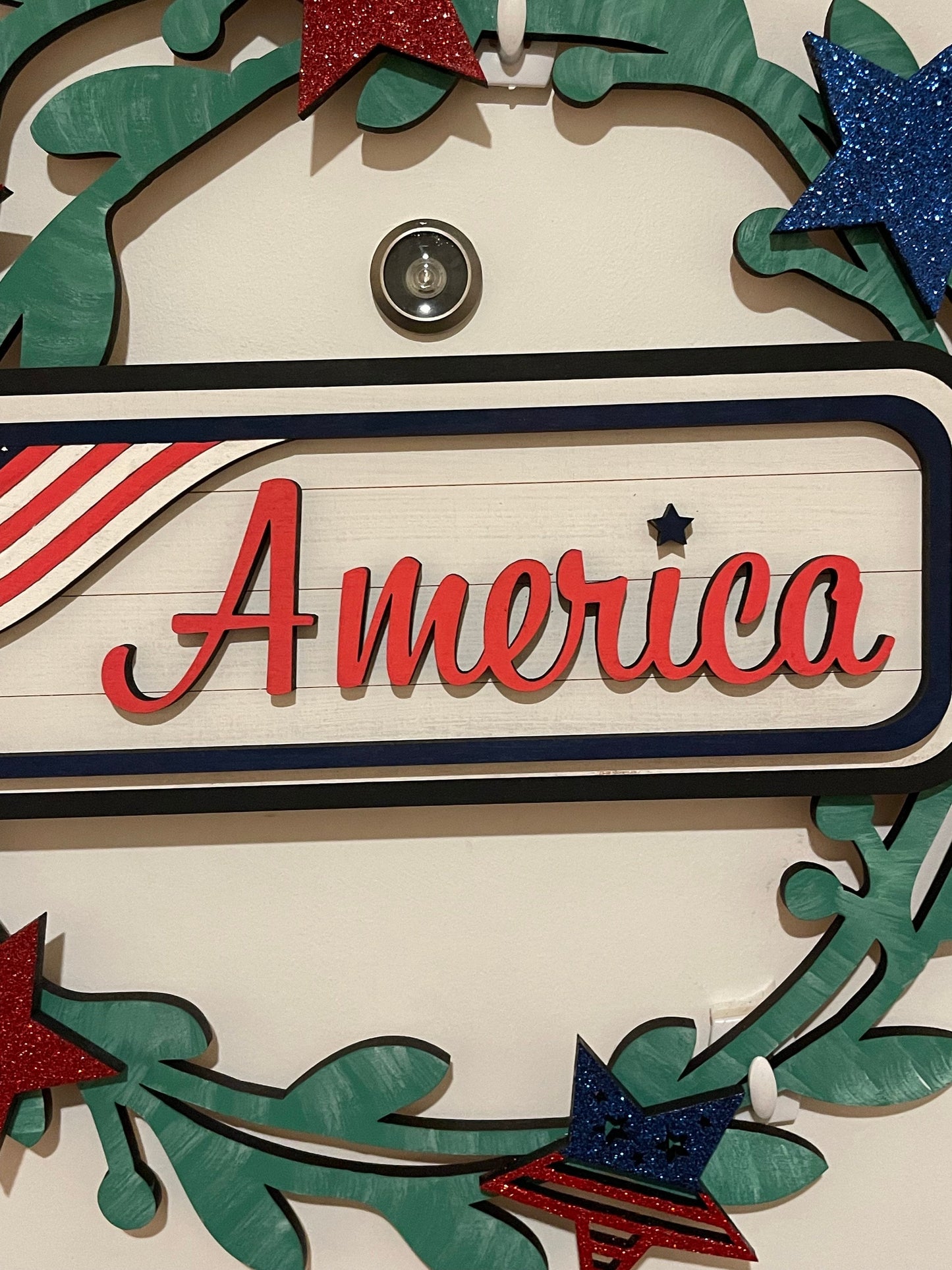 America Interchangeable Wreath, 4th of July Decor, Center Sign and 5 Wreath Ornament Insert Only - NO WREATH, Wreath Sold Seperately