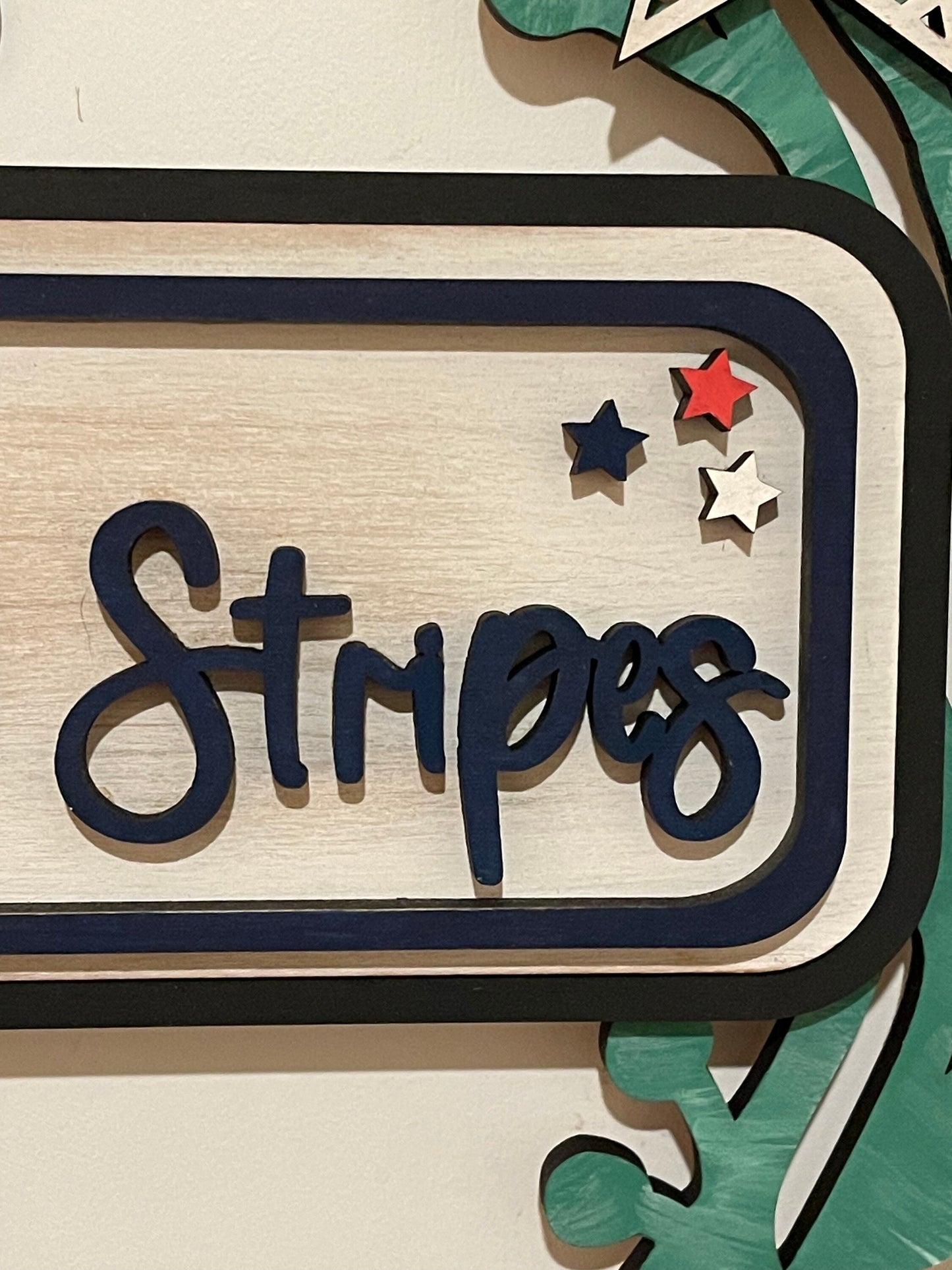 Stars and Stipes Interchangeable Wreath, July 4th Decor, Center Sign and 5 Wreath Ornament Insert Only - NO WREATH, Wreath Sold Seperately