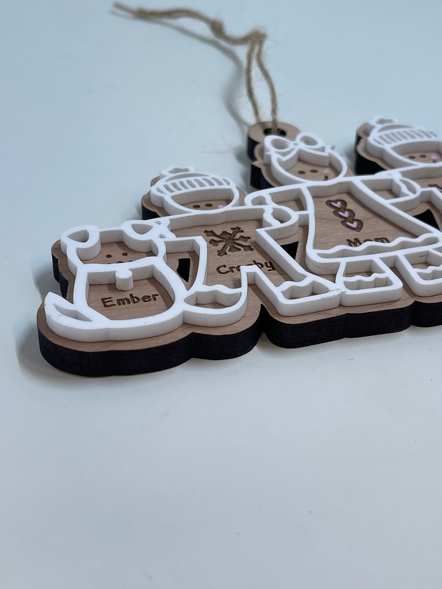Custom Gingerbread Family Holiday Ornament, Personalize your family with this cute Ornament,