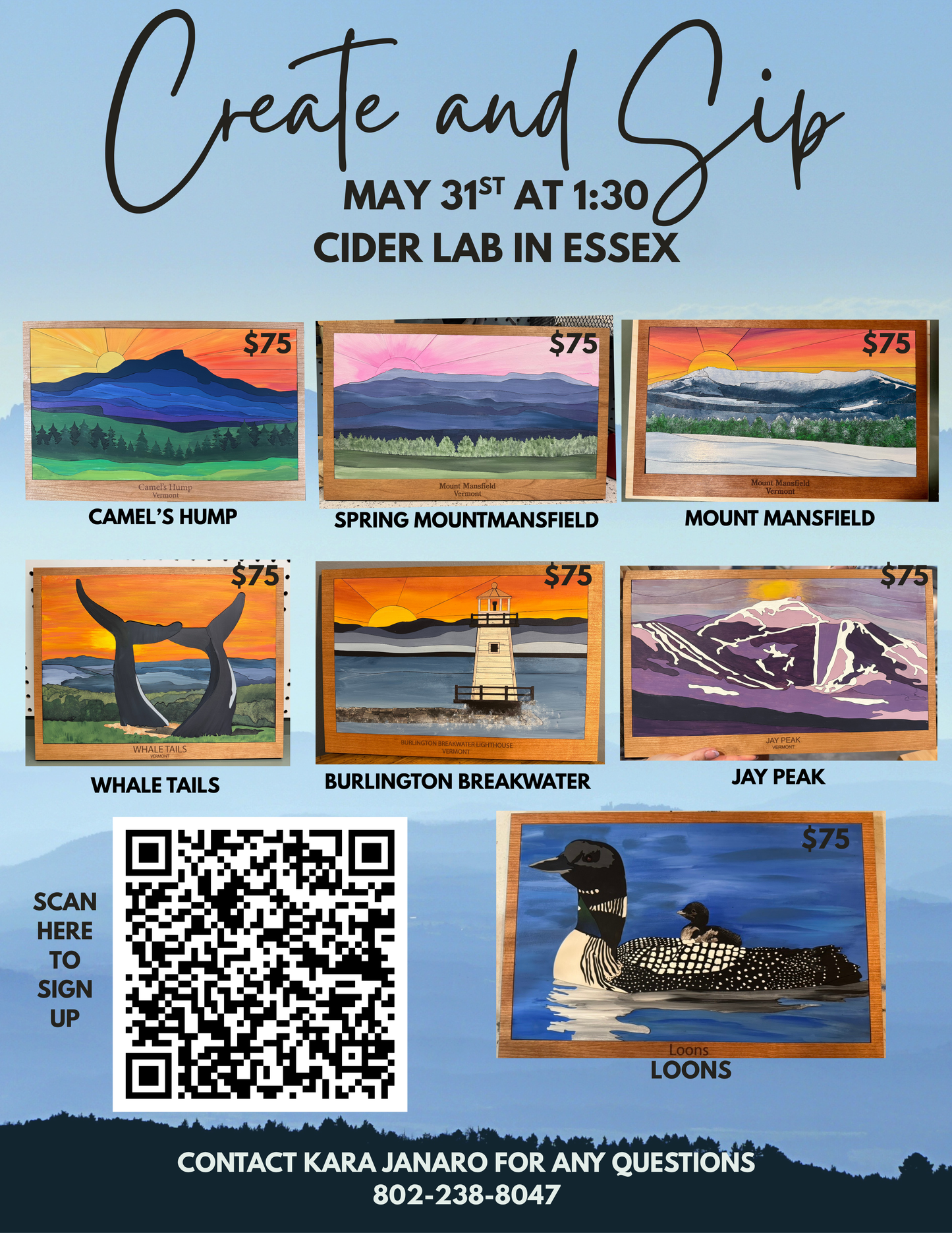 Create and Sip May 31st at Vermont Cider Lab in Essex Junction