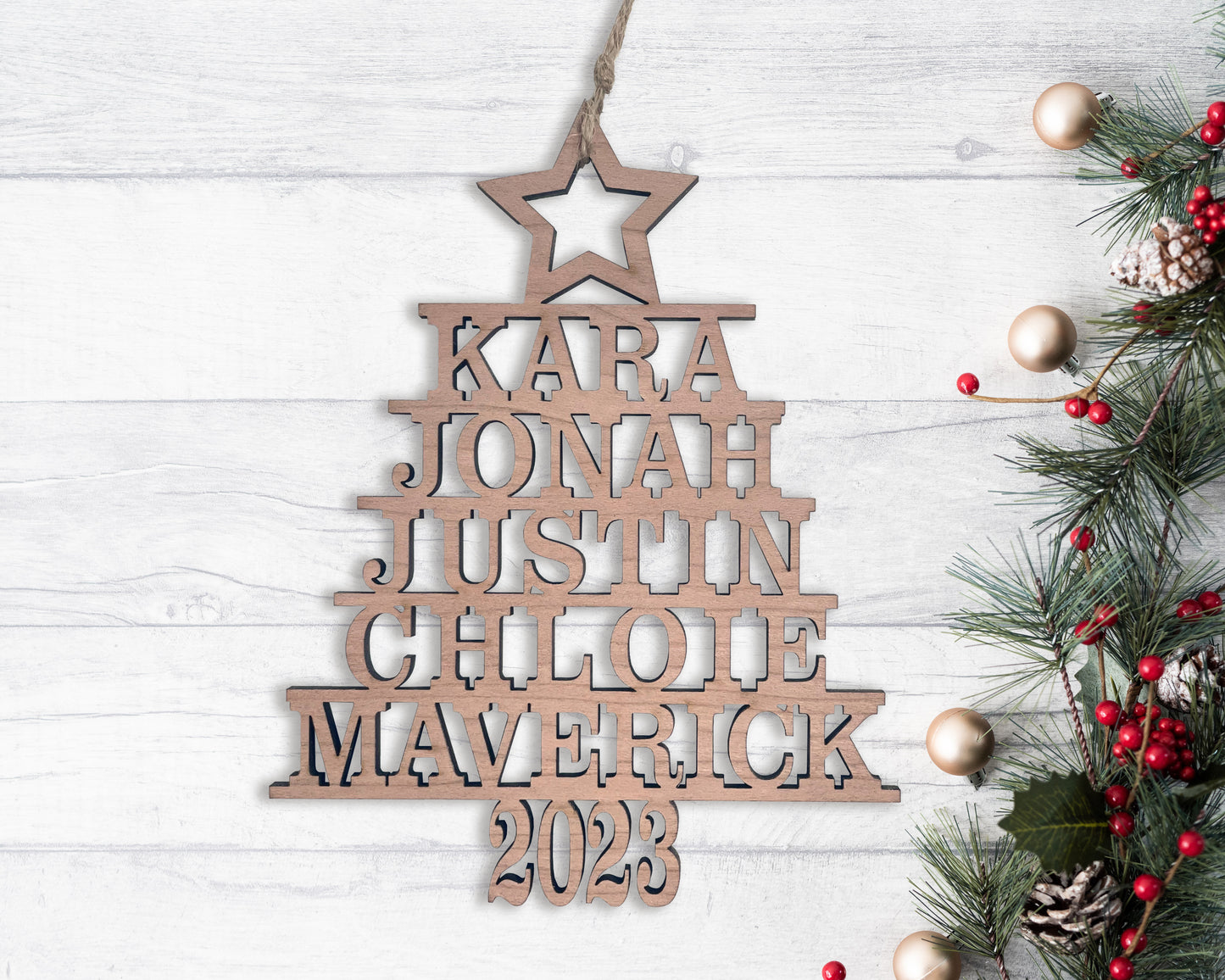 Custom Name Christmas Tree Ornament 2023, Family Christmas Ornament, Family Name Ornament