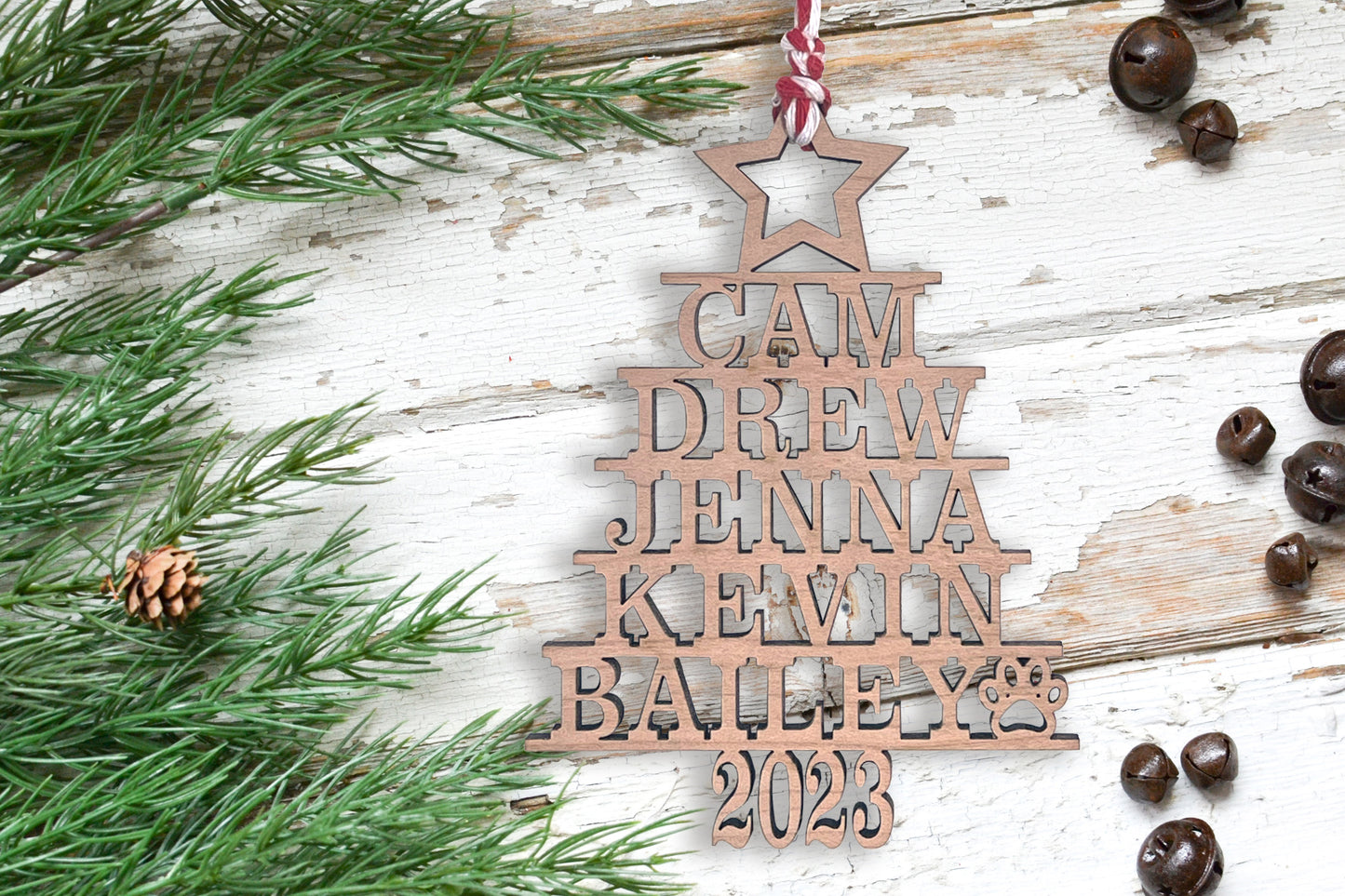 Custom Name Christmas Tree Ornament 2023, Family Christmas Ornament, Family Name Ornament