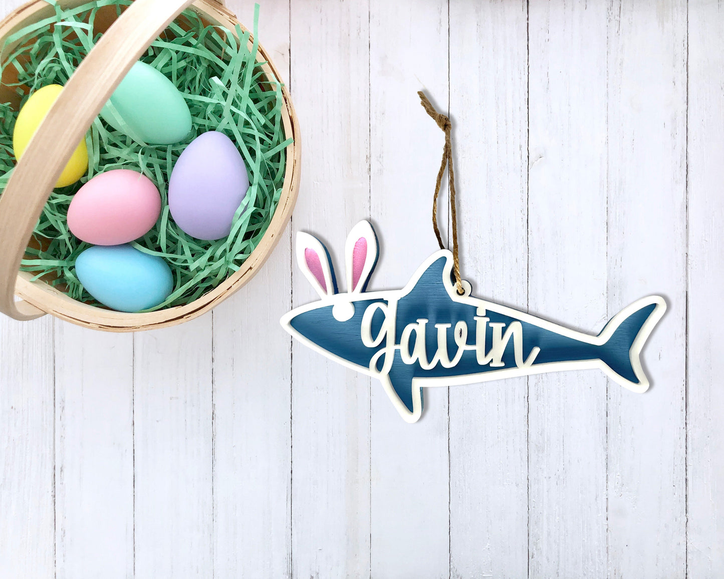 Personalized Shark Easter Basket Name Tag, Customize these tags with child's name, Personalized Shark Easter Basket Tag, Easter Gift