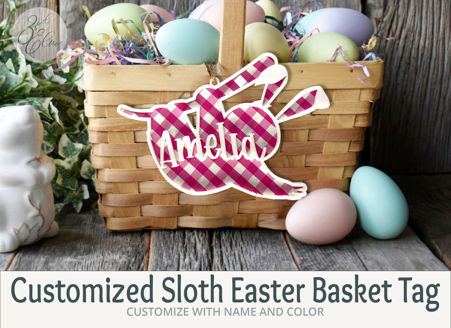 Personalized Sloth Easter Basket Name Tag, Customize these tags with child's name, Personalized Sloth Easter Basket Tag, Easter Gift