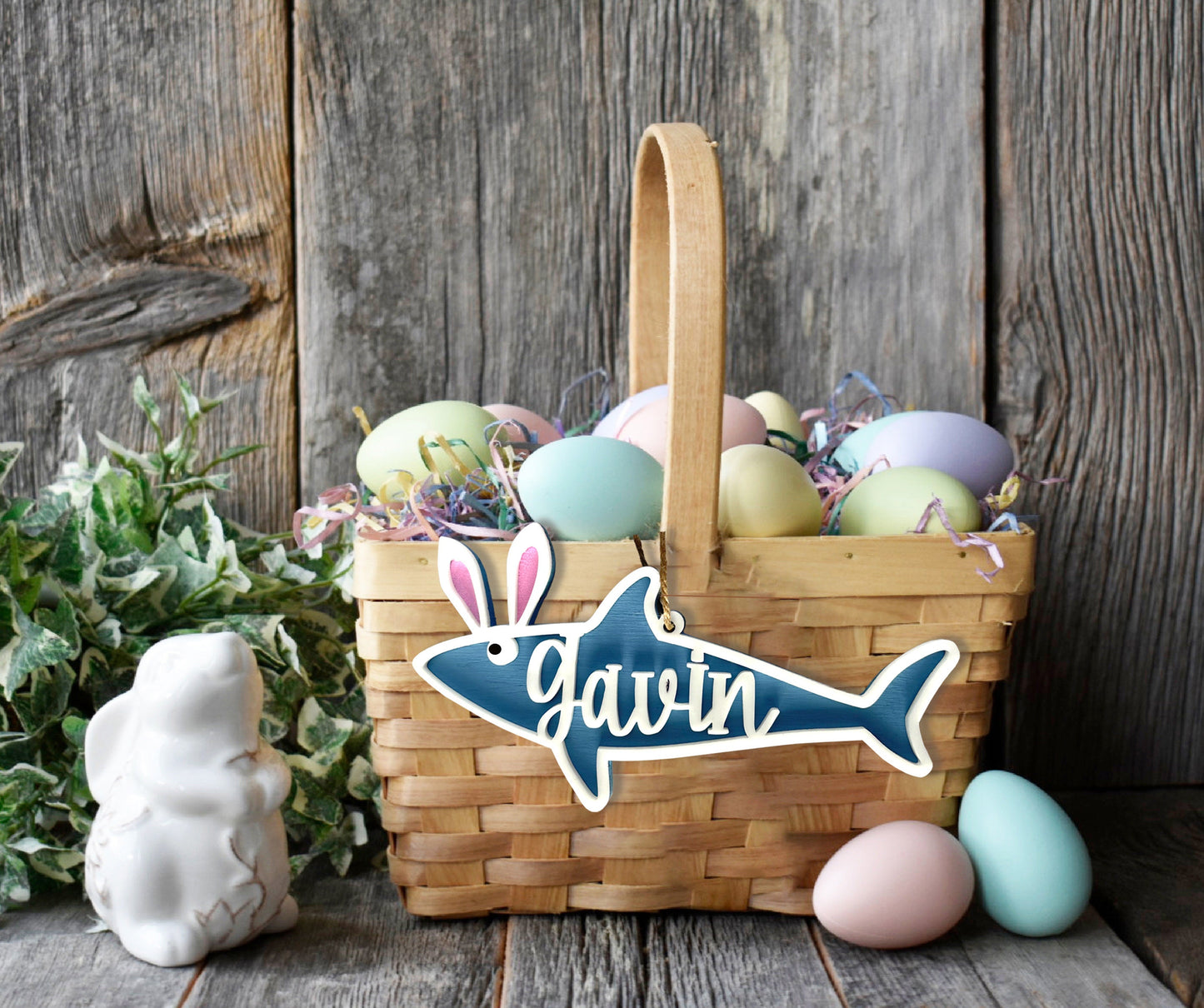 Personalized Shark Easter Basket Name Tag, Customize these tags with child's name, Personalized Shark Easter Basket Tag, Easter Gift