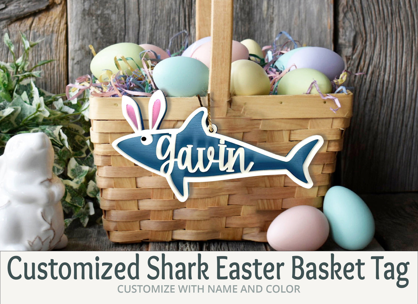 Personalized Shark Easter Basket Name Tag, Customize these tags with child's name, Personalized Shark Easter Basket Tag, Easter Gift