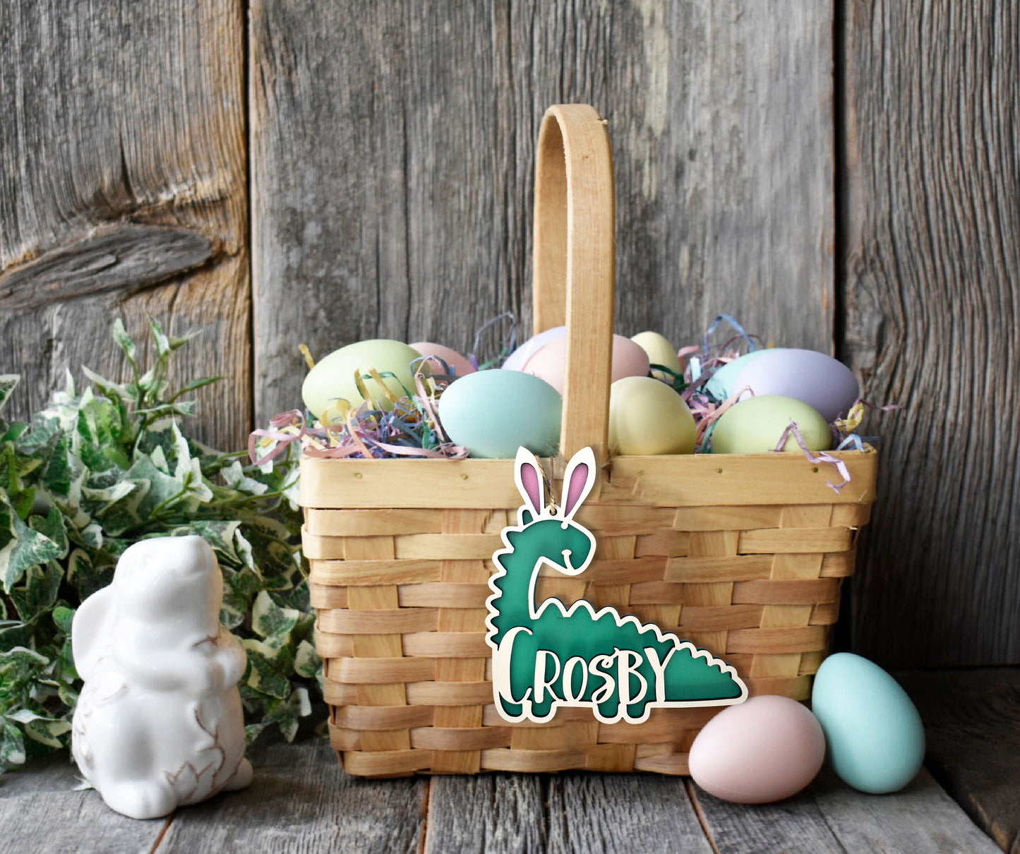 Personalized Dinosaur Easter Basket Name Tag, Customize these tags with child's name, Personalized Dinosaur Easter Basket Tag, Easter Gift