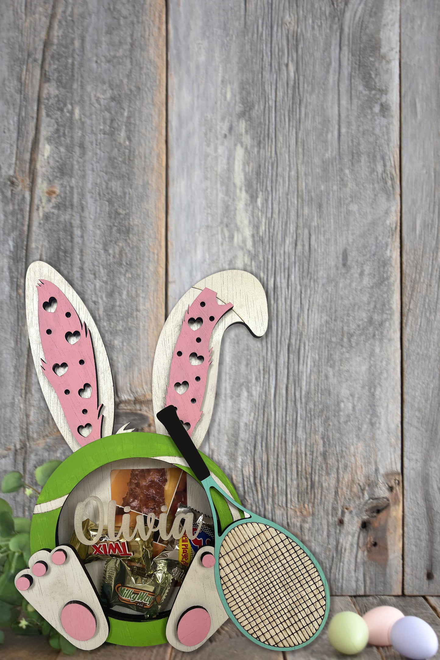 Customizable Tennis Easter Bunny Candy, Money and Gift Card Holder, Personalize Child's Name, Pick Ears and Feet, Gift Card Holder, Easter