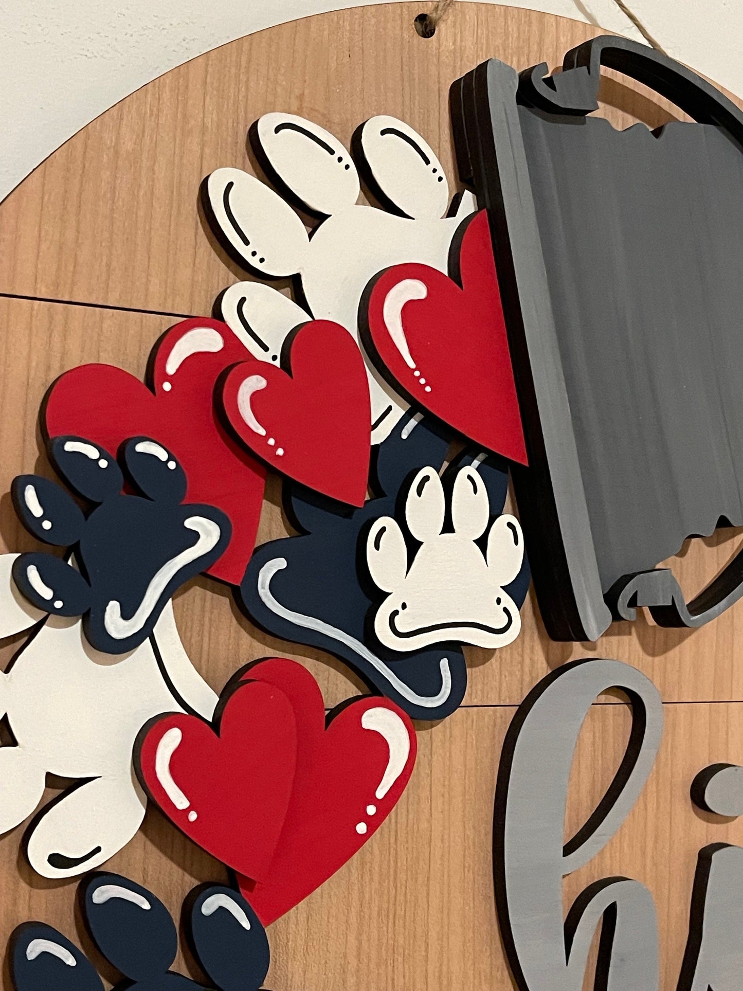 Paw Print Insert for Pail Sign, Interchangeable Paw Print Piece only. Dog and Cat Paw Prints, Hearts, No Pail Sign Included