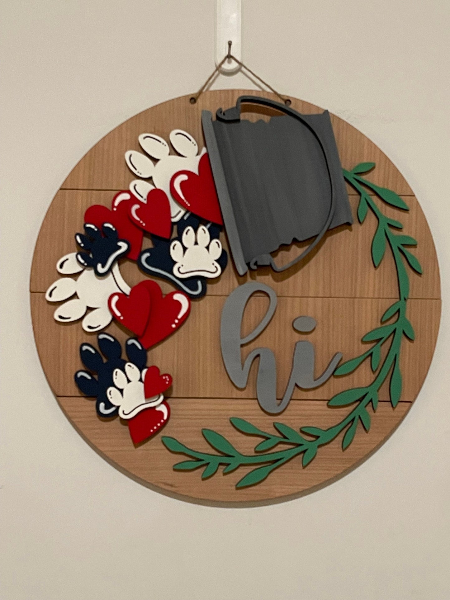 Paw Print Insert for Pail Sign, Interchangeable Paw Print Piece only. Dog and Cat Paw Prints, Hearts, No Pail Sign Included