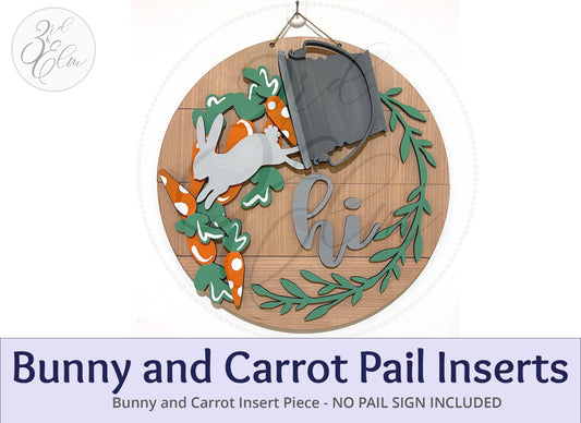 Bunny and Carrot Insert for Pail Sign, Interchangeable Bunny Carrot Piece only. Polka Dot Carrots, Easter, No Pail Sign Included