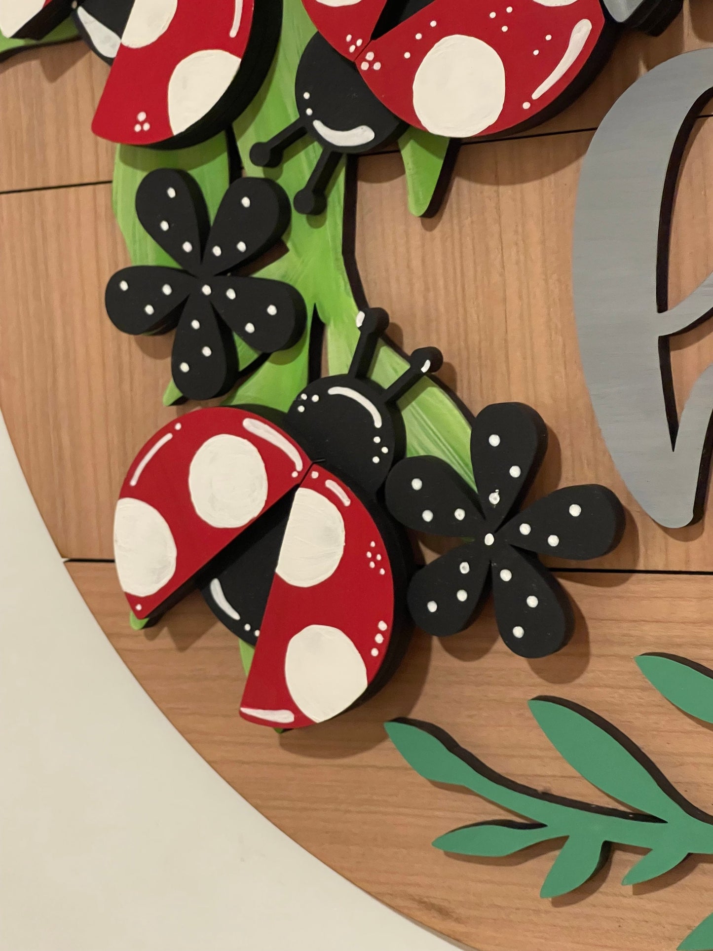 Ladybug Insert for Pail Sign, Interchangeable Lady ug Piece only. Polka Dot Decorated Ladybugs, Spring Decor, No Pail Sign Included