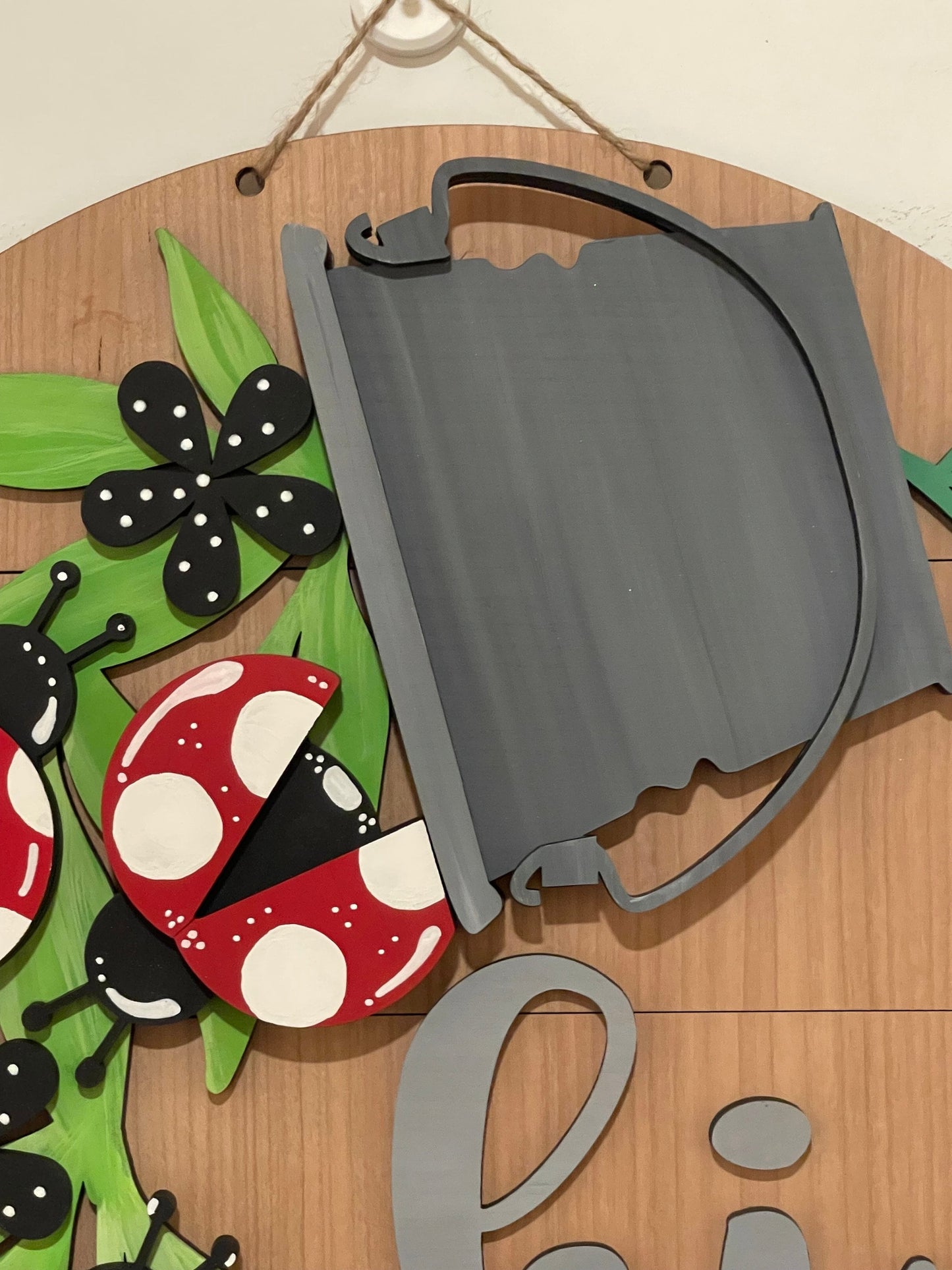 Ladybug Insert for Pail Sign, Interchangeable Lady ug Piece only. Polka Dot Decorated Ladybugs, Spring Decor, No Pail Sign Included