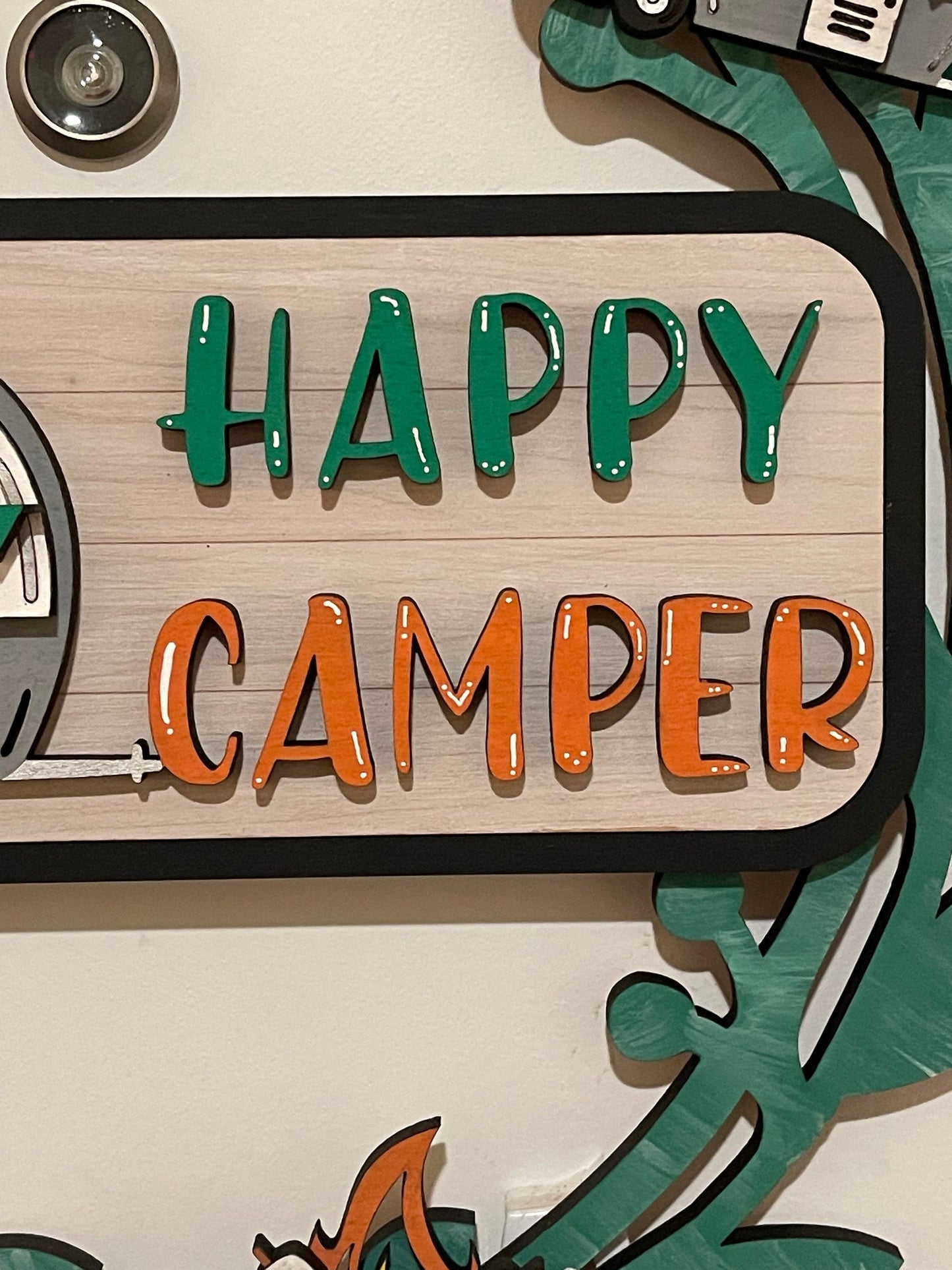 Happy Camper Interchangeable Wreath, Camper Decor,  Center Sign and 5 Wreath Ornament Insert Only - NO WREATH, Wreath Sold Seperately