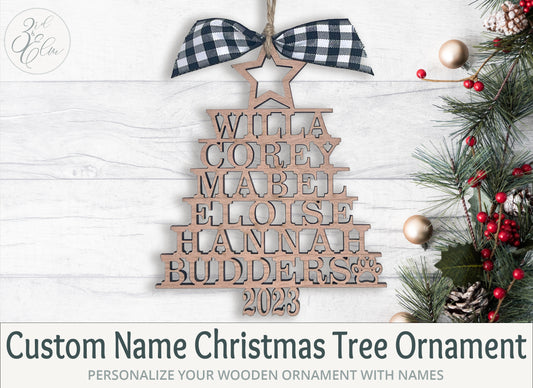 Custom Name Christmas Tree Ornament 2023, Family Christmas Ornament, Family Name Ornament