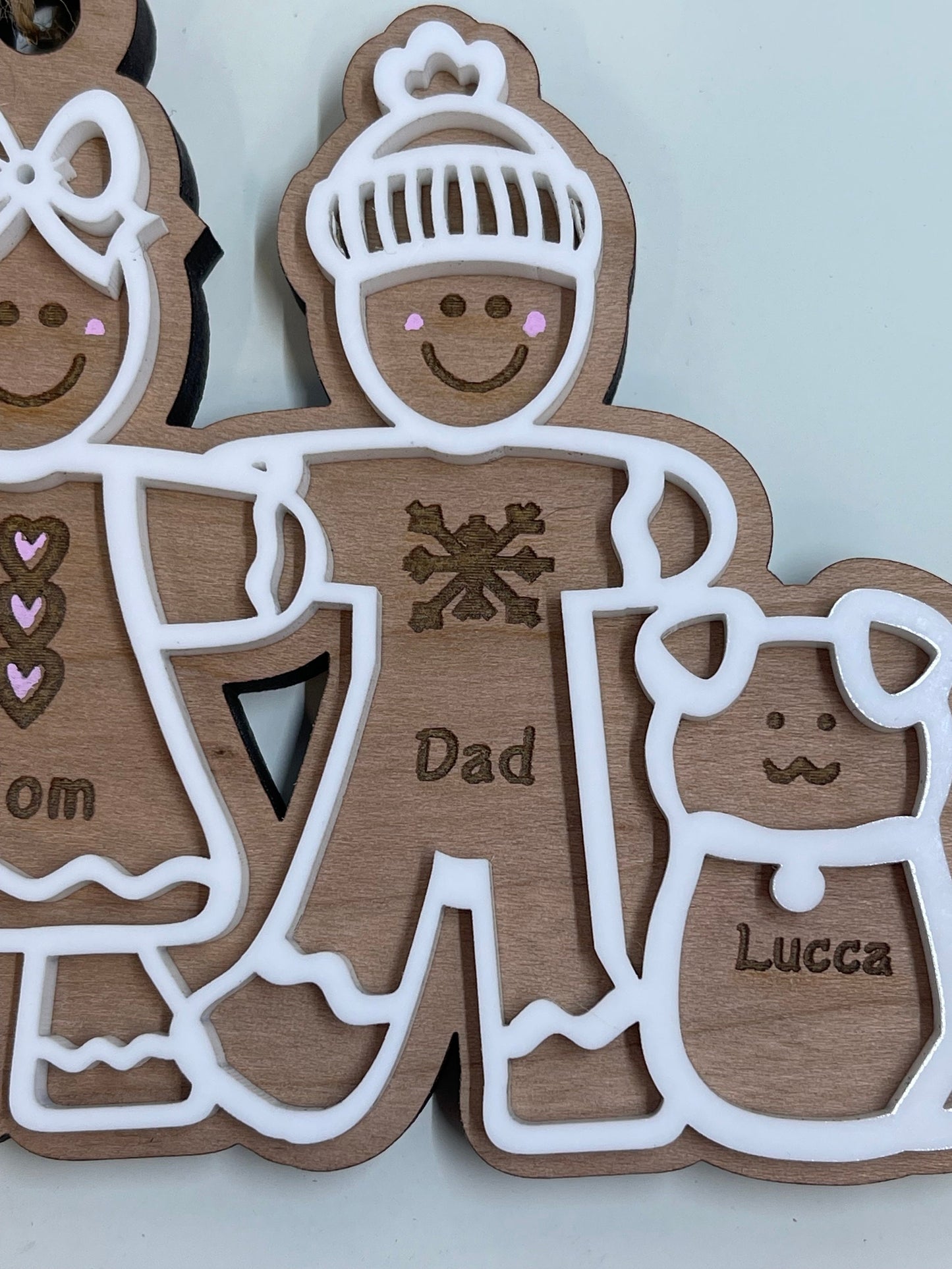 Custom Gingerbread Family Holiday Ornament, Personalize your family with this cute Ornament,