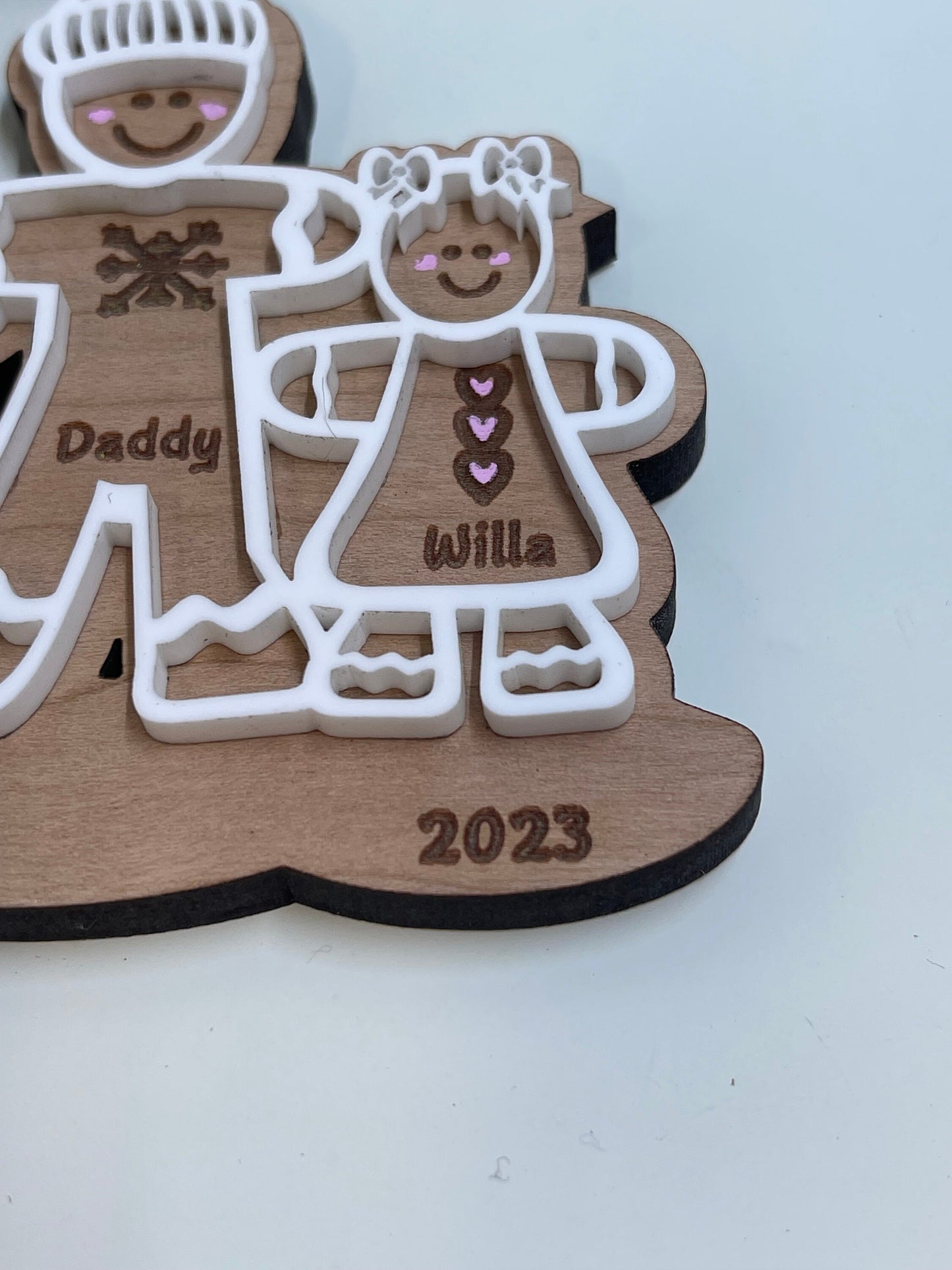 Custom Gingerbread Family with Sign Holiday Ornament, Personalize your family with this cute Ornament,