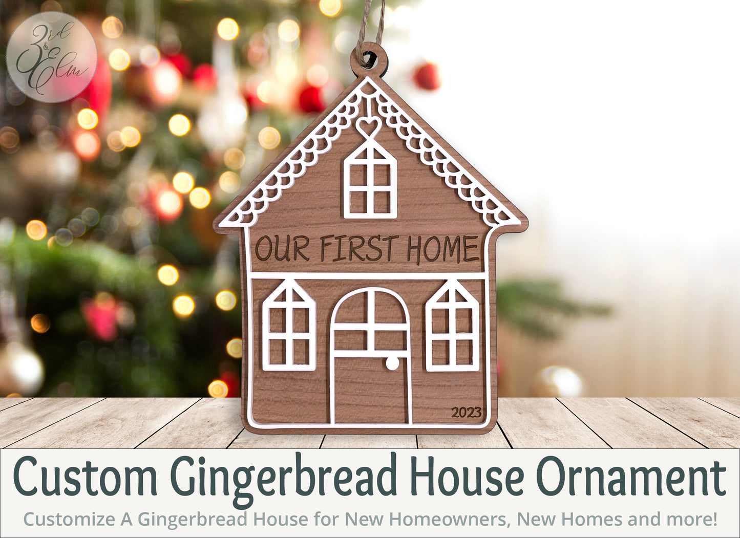 Custom Gingerbread House Christmas Holiday Ornament, Personalize for New Home Buyers, Realtor Gift and Family Gift, Christmas Tree Ornaments