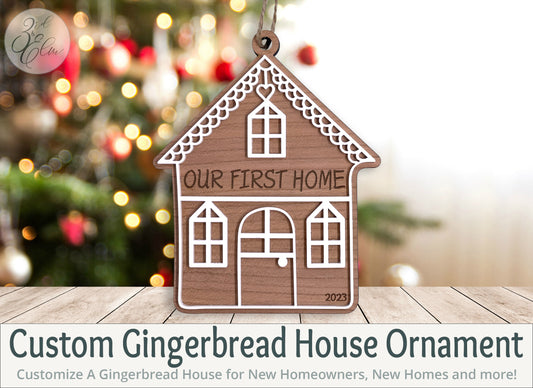 Custom Gingerbread House Christmas Holiday Ornament, Personalize for New Home Buyers, Realtor Gift and Family Gift, Christmas Tree Ornaments