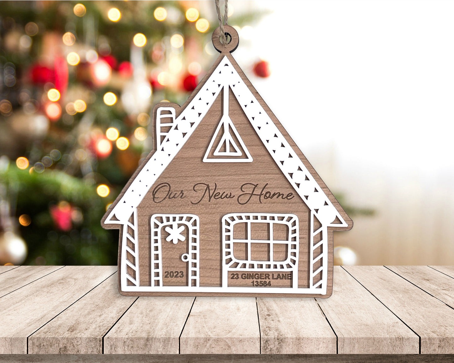 Custom Gingerbread House Christmas Holiday Ornament, Personalize for New Home Buyers, Realtor Gift and Family Gift, Christmas Tree Ornaments