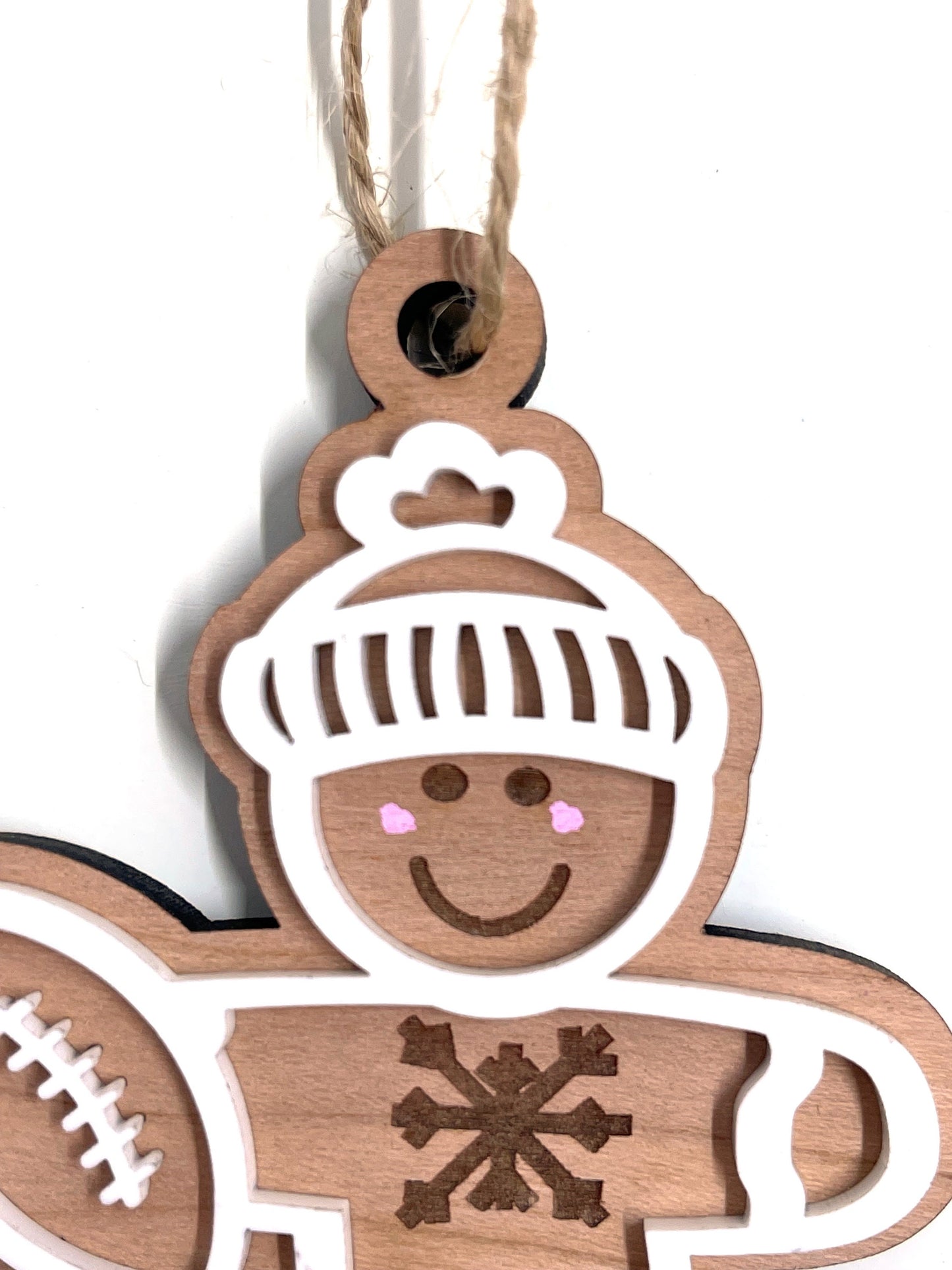 Football Gingerbread Player Christmas Tree Ornament, Personalize with added name, year or whatever you would like to add to customize