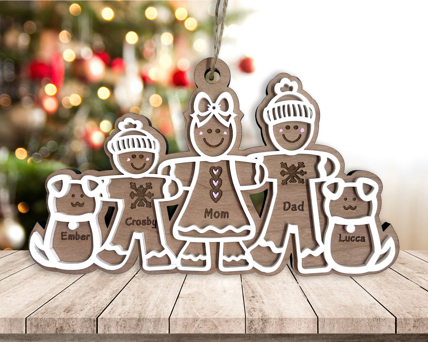 Custom Gingerbread Family Holiday Ornament, Personalize your family with this cute Ornament,