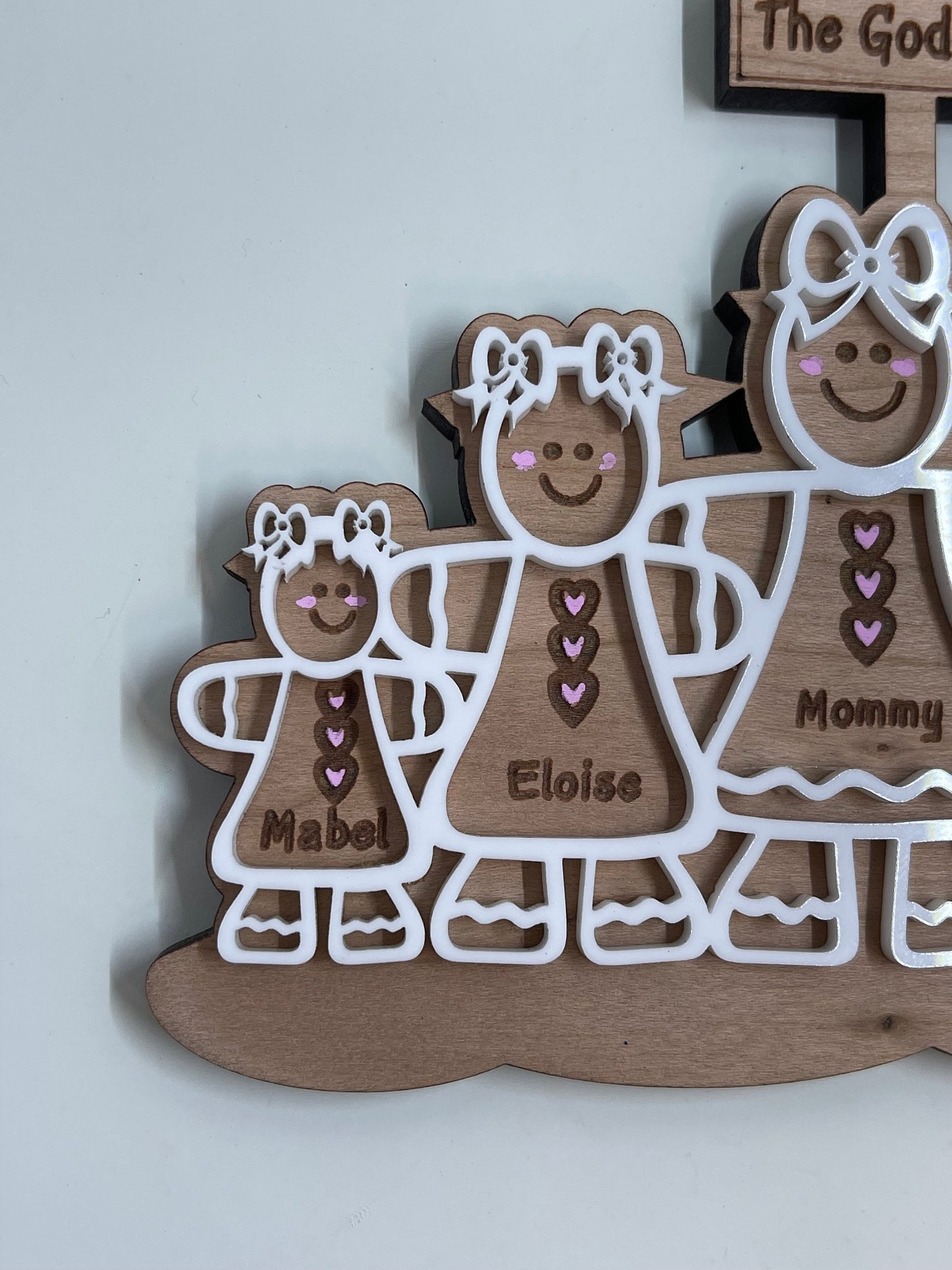 Custom Gingerbread Family with Sign Holiday Ornament, Personalize your family with this cute Ornament,