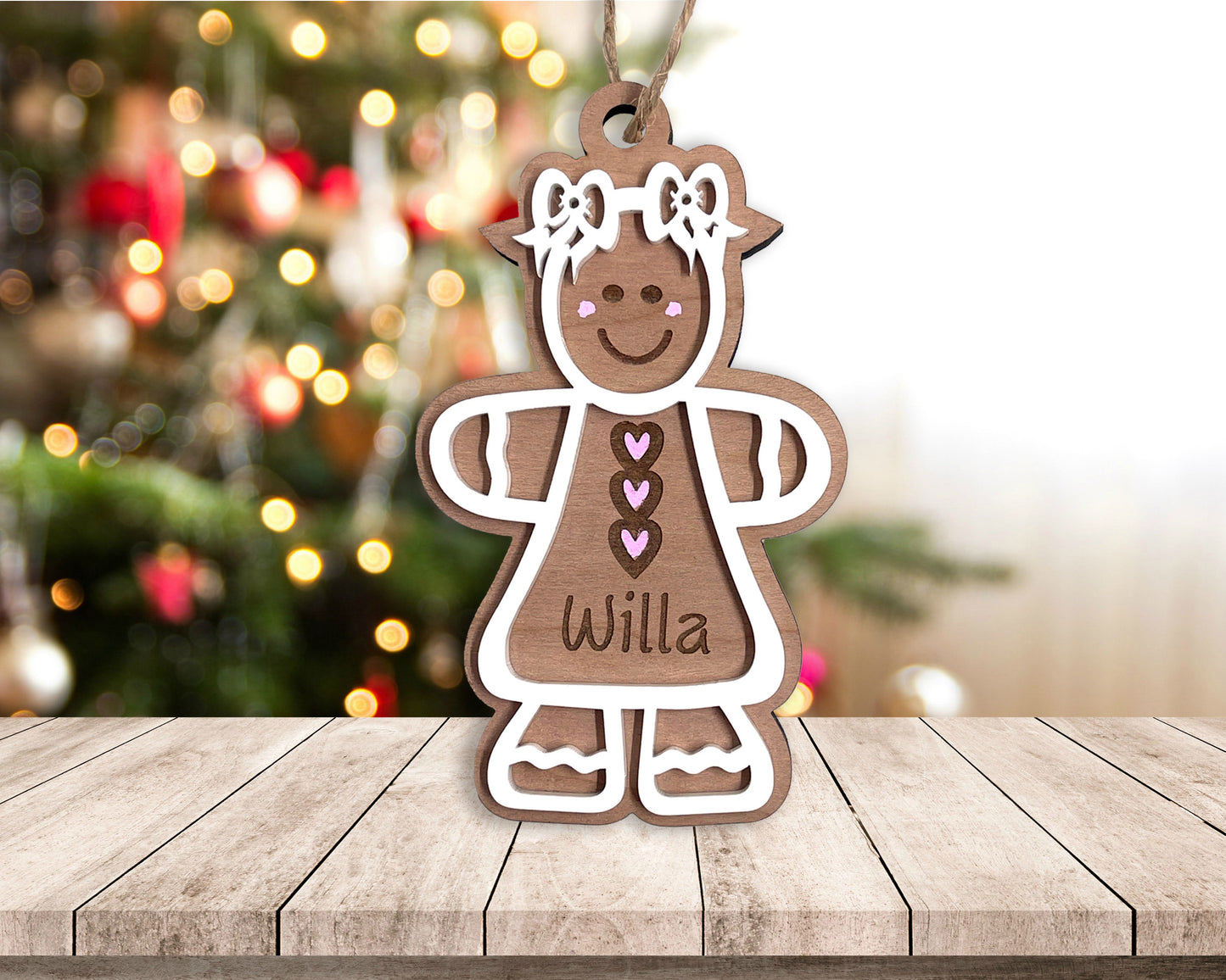 Custom Gingerbread Kid Ornament, Gingerbread Children, Personalize with your choice of Gingerbread kid and child's name, Christmas Ornament