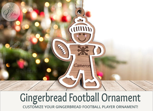 Football Gingerbread Player Christmas Tree Ornament, Personalize with added name, year or whatever you would like to add to customize