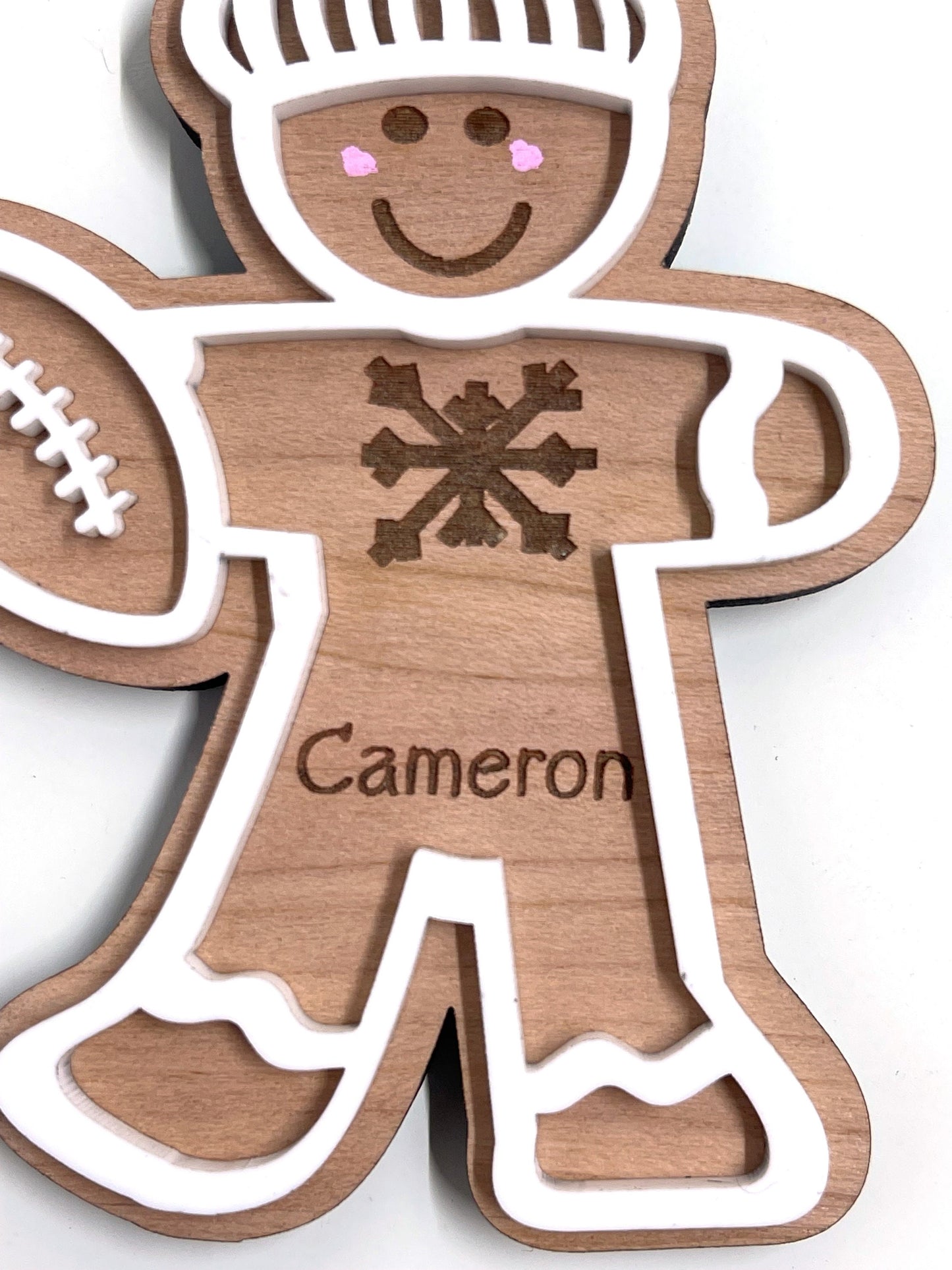 Football Gingerbread Player Christmas Tree Ornament, Personalize with added name, year or whatever you would like to add to customize